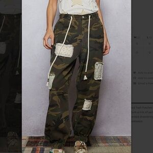Camo Patchwork Drawstring Jogger Pants - Olive Camo